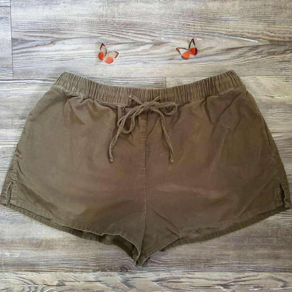 Olive Green Corduroy Shorts
